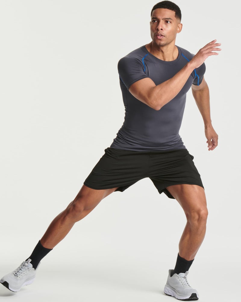 REALESSENTIALS 4 Pack: Mens Short Sleeve Shirts Compression Base Layer Tight Thermal Undershirt Slimming Black Active Fitness Athletic T-Shirt Quick Dry Fit Workout Sports Rashguard Gym Running Top, Set 5,L - Image 4